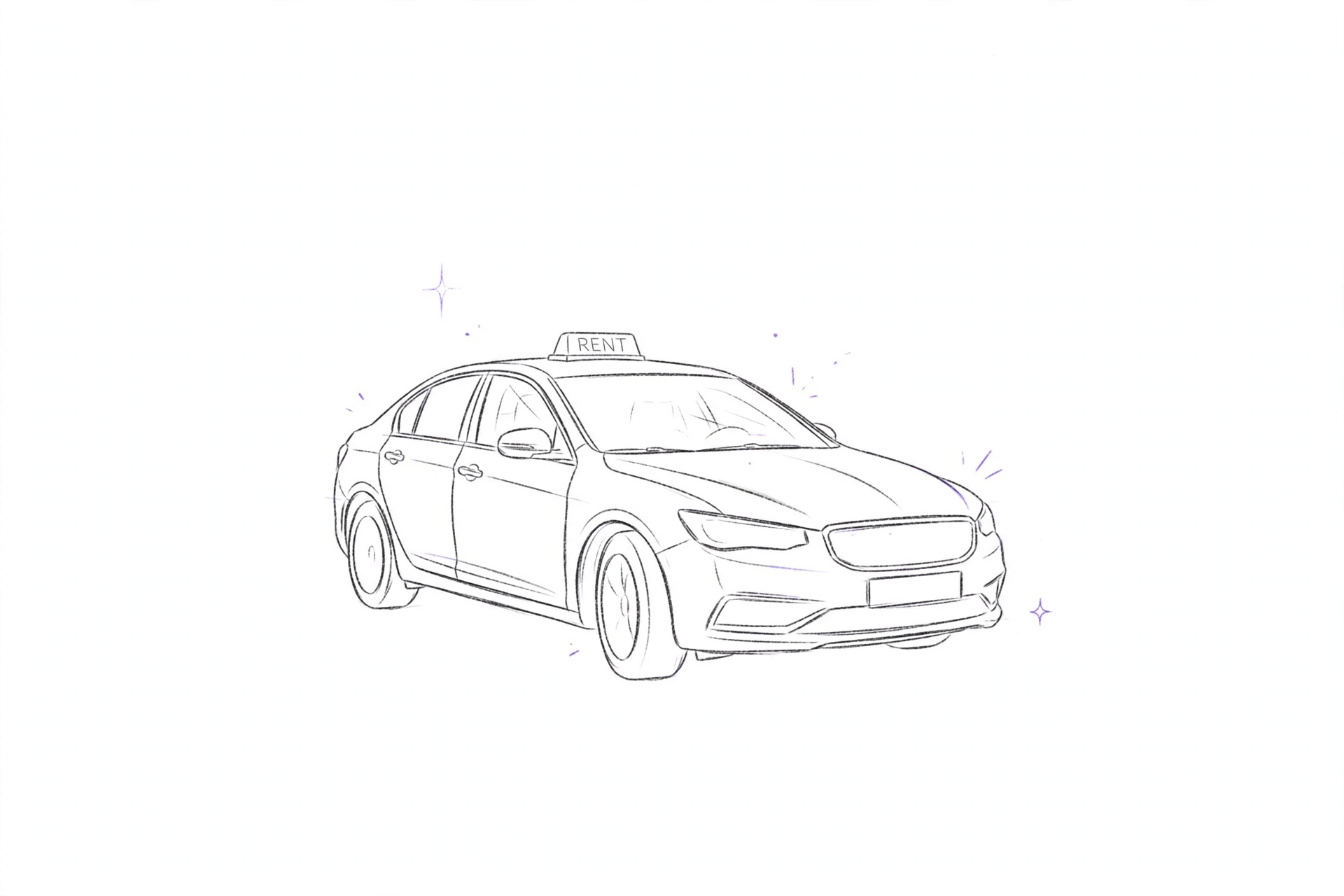 FleetyFit line illustration: rental car for independent car rental owners.