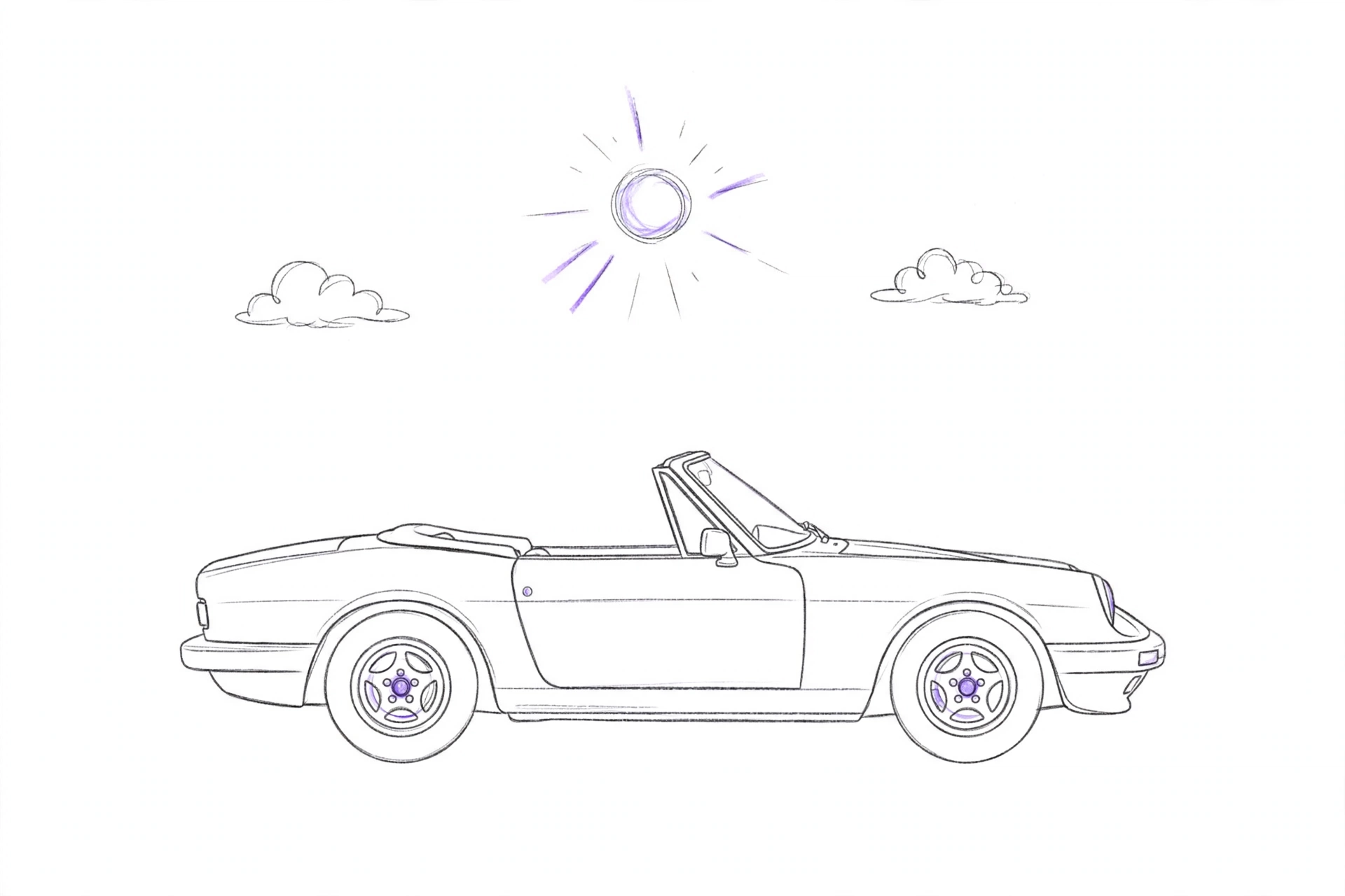 FleetyFit line illustration: convertible for Turo hosts.